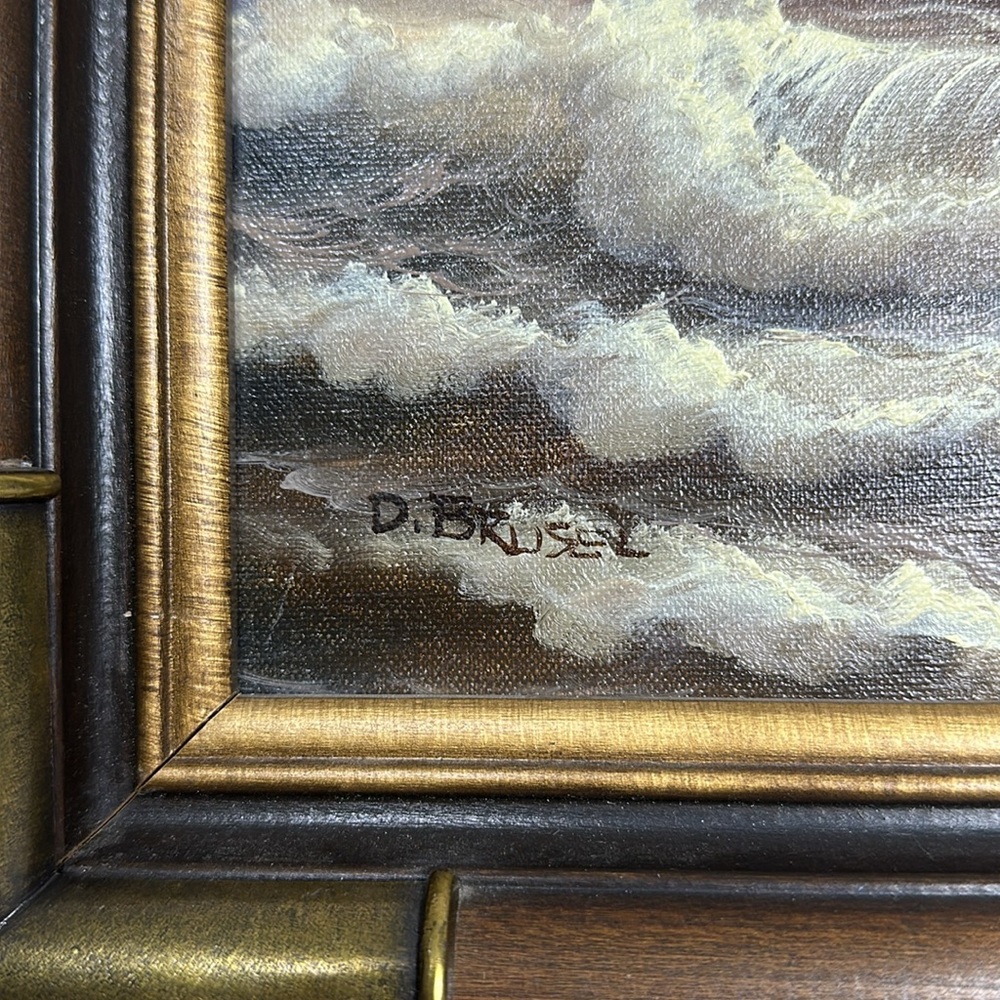 David Brusel Signed Seascape Oil On Canvas nautical themed Framed Painting - Picture 2 of 6